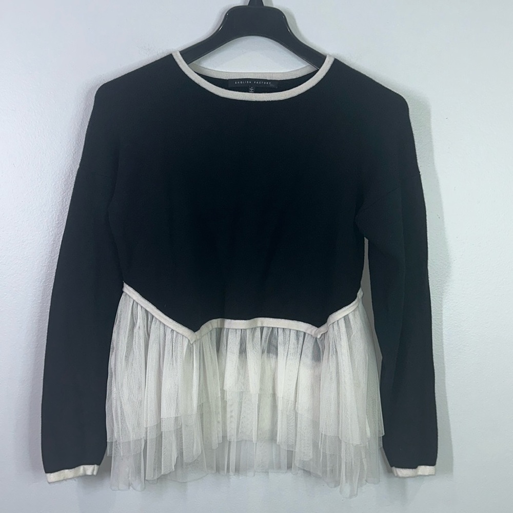 Anthropologie Black and White Crew Neck Sweater
